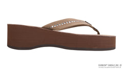 White Crystal Premier Leather Dark Brown 6-Layer Wedge 3/4" strap