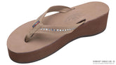 White Crystal Premier Leather Dark Brown 6-Layer Wedge 3/4" strap