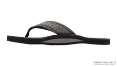 Bentley - Black Luxury Leather Single Layer 10c Grey Woven Strap