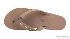 White Crystal Premier Leather Dark Brown Double Layer Arch 3/4" Medium Strap