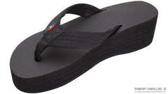 6 Layer Rubber Solid Black Wedge 1" EVA Filled Nylon Strap