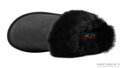 Sunset Snugs-Black Leather Black Fleece Double Layer Arch