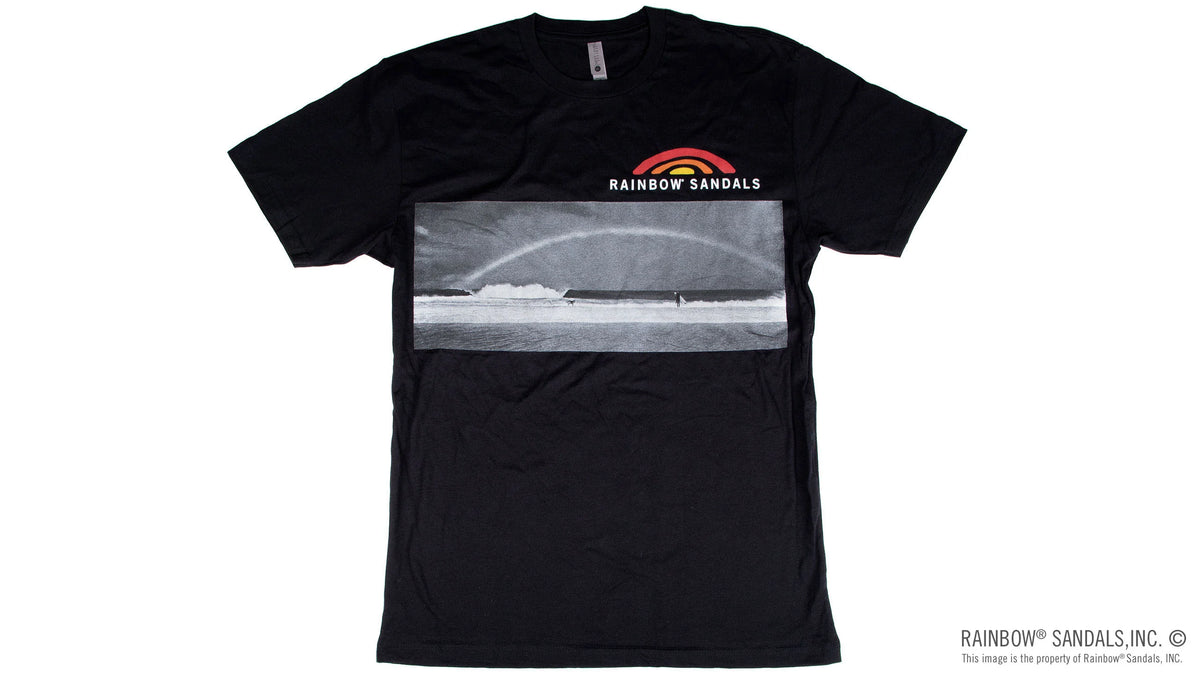 Men's T-Shirt Rainbow over the Pipline Wave - Black