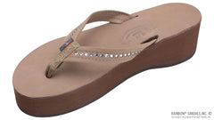 White Crystal Premier Leather  Dark Brown 6-Layer Wedge 3/4" strap