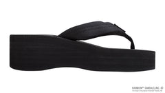 6 Layer Rubber Solid Black Wedge 1" EVA Filled Nylon Strap  