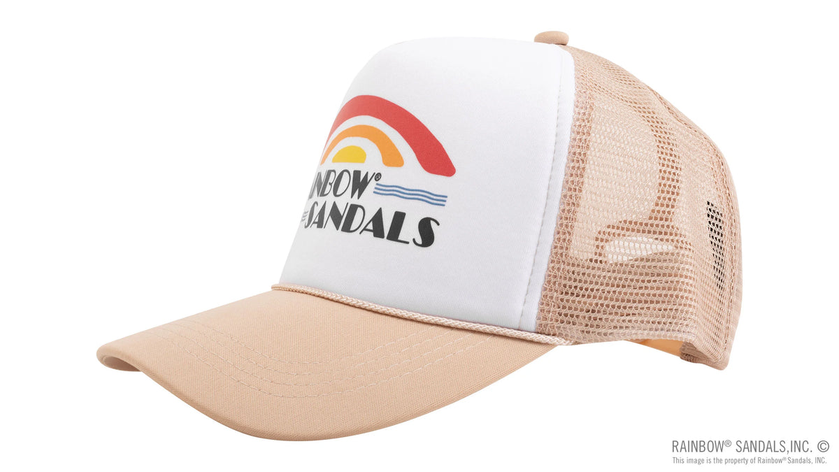 Rainbow Trucker Hat w/ Logo - Beige