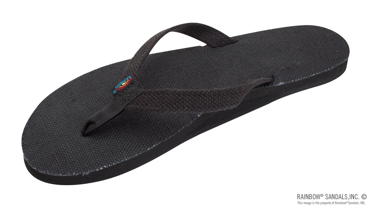 Hemp Black Single Layer Arch Narrow Strap  
