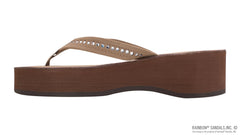 White Crystal Premier Leather  Dark Brown 6-Layer Wedge 3/4" strap