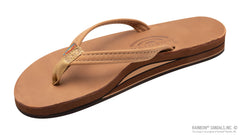 Luxury Leather Buckskin Double Layer Arch Narrow Strap