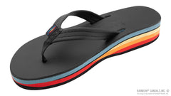 4 Layer Black Leather Rainbow Wedge 3/4 Strap
