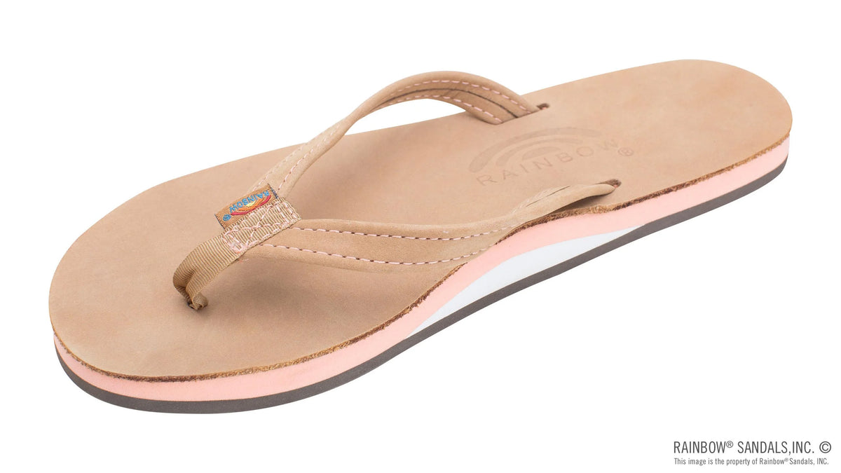 Single Layer Sierra Leather Melon Midsole Narrow Strap