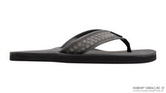Bentley - Black Luxury Leather Single Layer 10c Grey Woven Strap