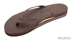 Classic Mocha Leather Double Layer Arch Narrow Strap