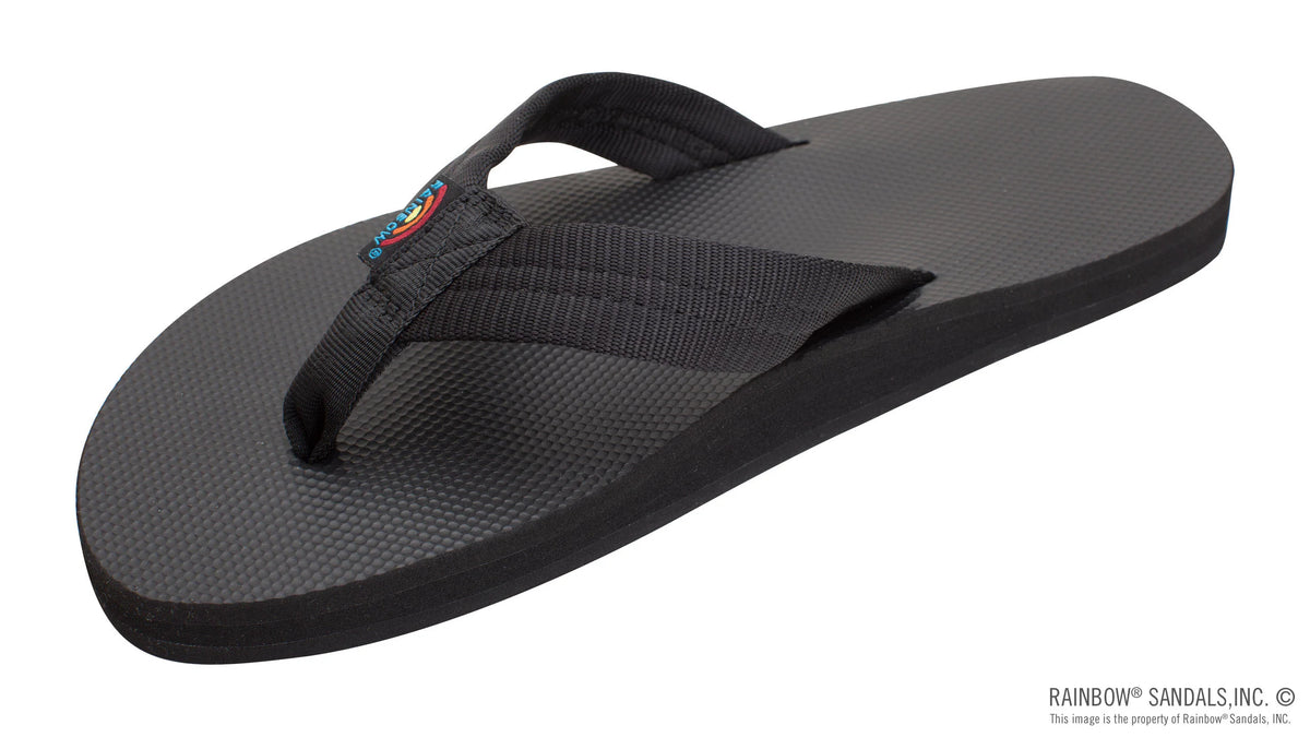 Single Layer Black Rubber Top Black 1"  Nylon Strap  