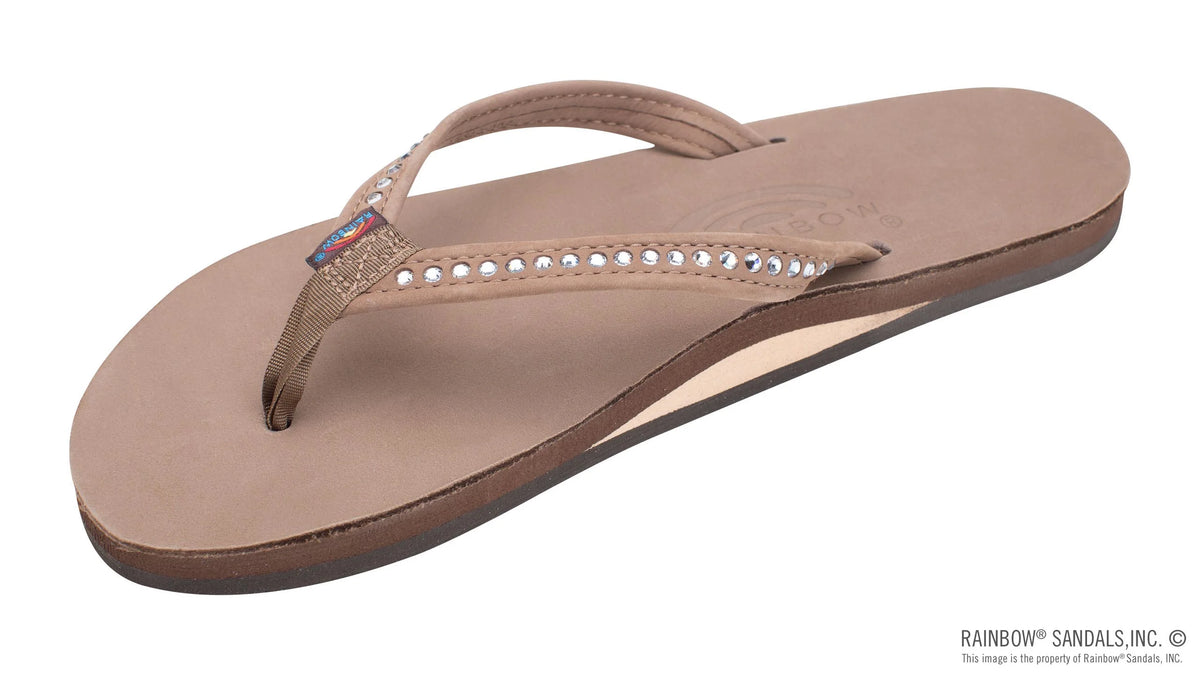 White Crystal Premier Leather Dark Brown Single Layer Arch  