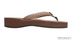 Madison DKBrwn Lthr 4-Layer Wedge 3/4@Strp w/1/2@Braid on tp