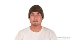Marled Knit Beanie with Original Woven Label - Forest Green