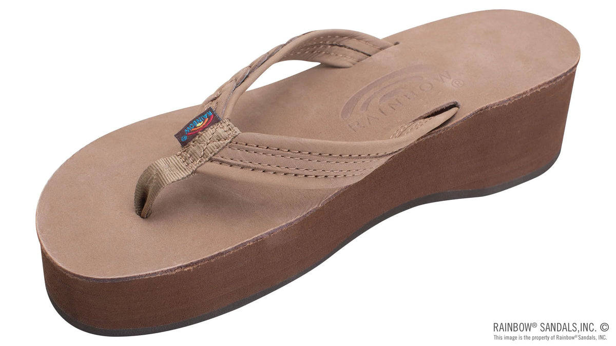 Madison Dkbrwn Lthr 6-Layer Wedge 3/4@Strp w/1/2@Braid on tp