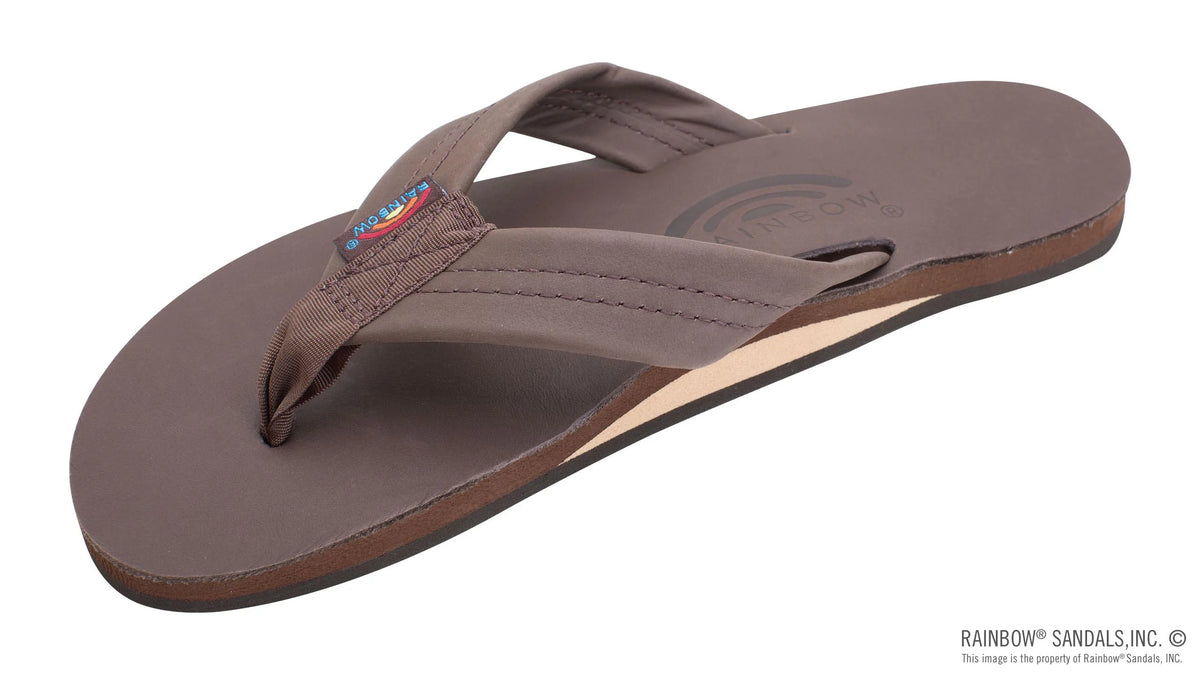 Classic Mocha Leather Single Layer Arch Wide Strap
