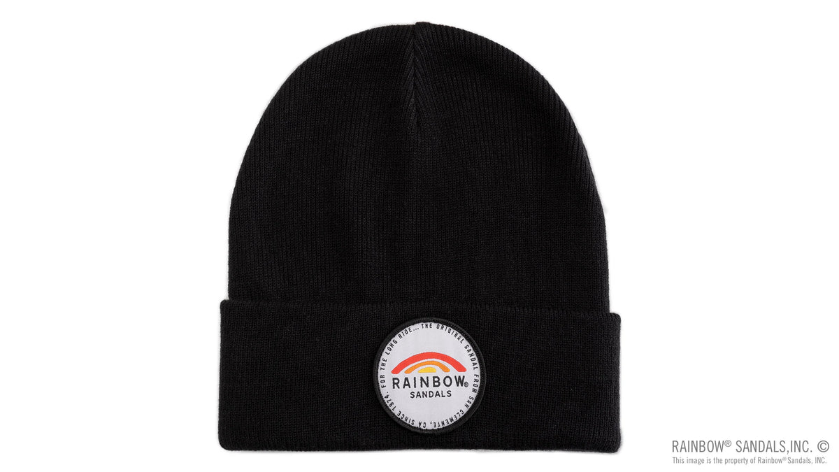 Basic Cuff Beanie with Long Ride Patch 100% Acrylic - Black