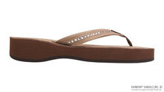 Four Layer Leather Wedge - 3/4" Strap with Swarovski® Crystals