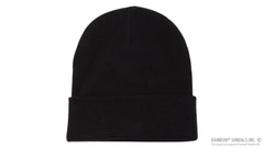 Basic Cuff Beanie with Long Ride Patch 100% Acrylic - Black